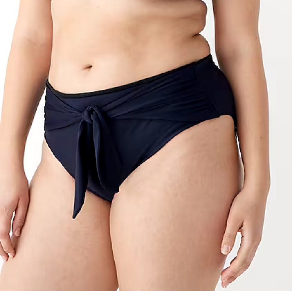 J.Crew plus front tie knot high rise bikini bottoms, 2XL, blue - Picture 2 of 11